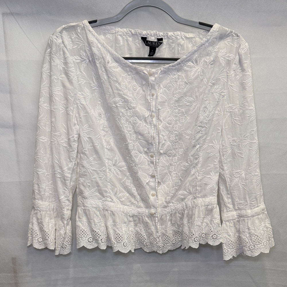Ralph Lauren White Embroidered Blouse